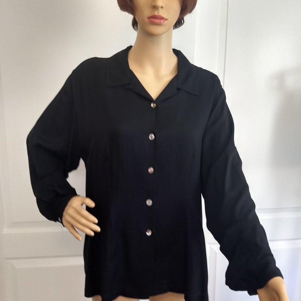 Tommy Bahama Black Silk Blouse Large